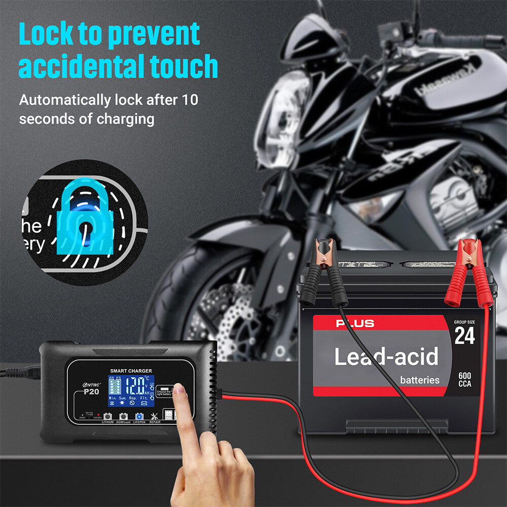 20A 12V 24V 20 Amp Car Battery Smart Charger For Lead Acid AGM LiFePo4 Battery