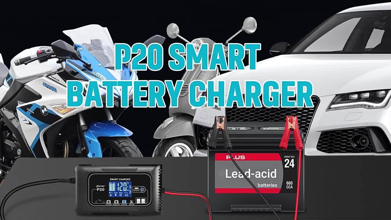 20A 12V 24V 20 Amp Car Battery Smart Charger For Lead Acid AGM LiFePo4 Battery